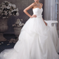 A-Line Wedding Dresses Sweetheart Neckline Court Train Organza Satin Strapless with Pick Up Skirt Ruched