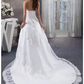 A-Line Wedding Dresses Strapless Chapel Train Lace Organza Satin Strapless with Beading Appliques Cascading