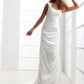 Wedding Dresses Scoop Neck Charmeuse Beaded Lace Cap Sleeve Simple Backless with