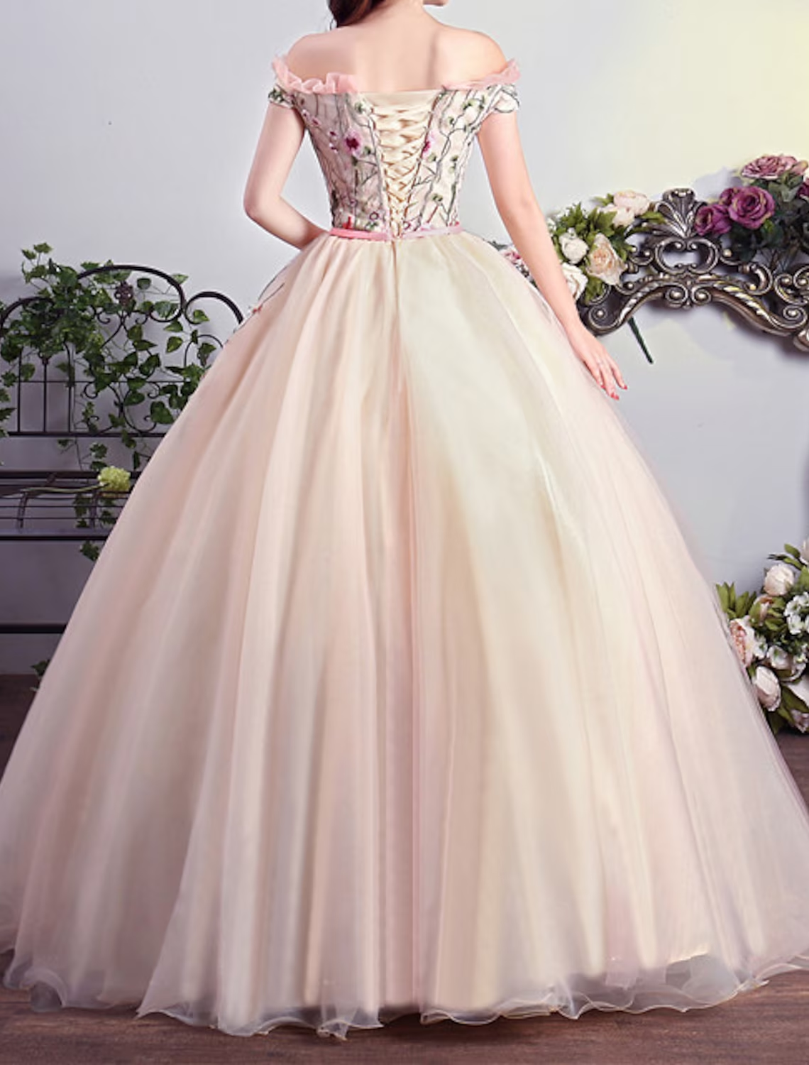 Ball Gown Prom Dresses Luxurious Dress Quinceanera Floor Length Short Sleeve Off Shoulder Tulle