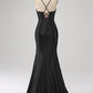 Mermaid Spaghetti Straps Corset Prom Dress Pure Color Long