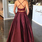 Straps Two Piece Satin & Lace With Beads A Line Prom Dresses Sexy Evening Dresses