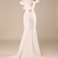 Mermaid Off The Shoulder Wedding Dress with Bow Fishtail skirt