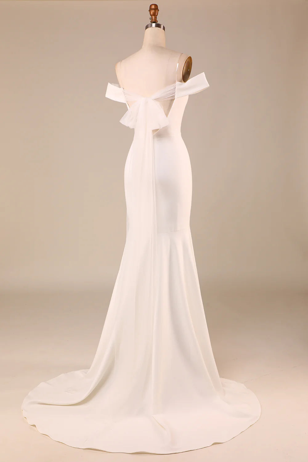 Mermaid Off The Shoulder Wedding Dress with Bow Fishtail skirt