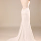 Mermaid Lace-Up Back Long Wedding Dress Pure Color