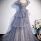 Ball Gown Quinceanera Dresses Princess Dress Performance Floor Length Short Sleeve Square Neck Tulle