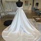 White Satin Off-the-Shoulder Appliques Long Wedding Dress Beautiful