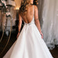 A-Line Spaghetti Straps Open Back Wedding Dress V-neck Sexy Long