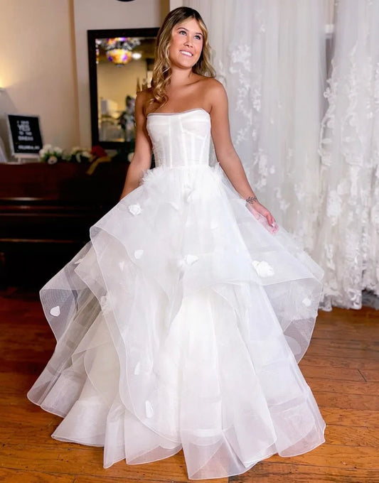 A-Line Floor Length Off The Shoulder Wedding Dress Sexy Long
