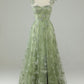 A Line Square Neck Corset Prom Dress with 3D Butterflies Floor Length Charming Evening Party Dress