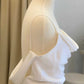 White Blouson Cowl Neck Backless Mermaid Long Wedding Dress Pure Color