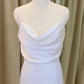 White Blouson Cowl Neck Backless Mermaid Long Wedding Dress Pure Color