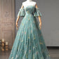 Green Floral Tulle Long Prom Dress Cute Off Shoulder Evening Party Dress Beautiful