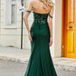 Sparkly Dark Green Mermaid Off The Shoulder Long Prom Dress with Ruffles Sexy