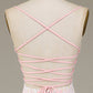 Pink Mermaid Spaghetti Straps Sparkly Long Prom Dress with Slit Evening Dresses