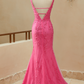 V Neck Prom Dresses Mermaid Lace With Applique And Sash Sweep Train Beautiful