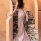 Mermaid / Trumpet Prom Dresses Sexy Dress Wedding Party Sweep / Brush Train Sleeveless One Shoulder Satin