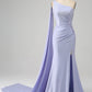Mermaid One Shoulder Backless Long Prom Dress with Slit Sexy Evening Dresses