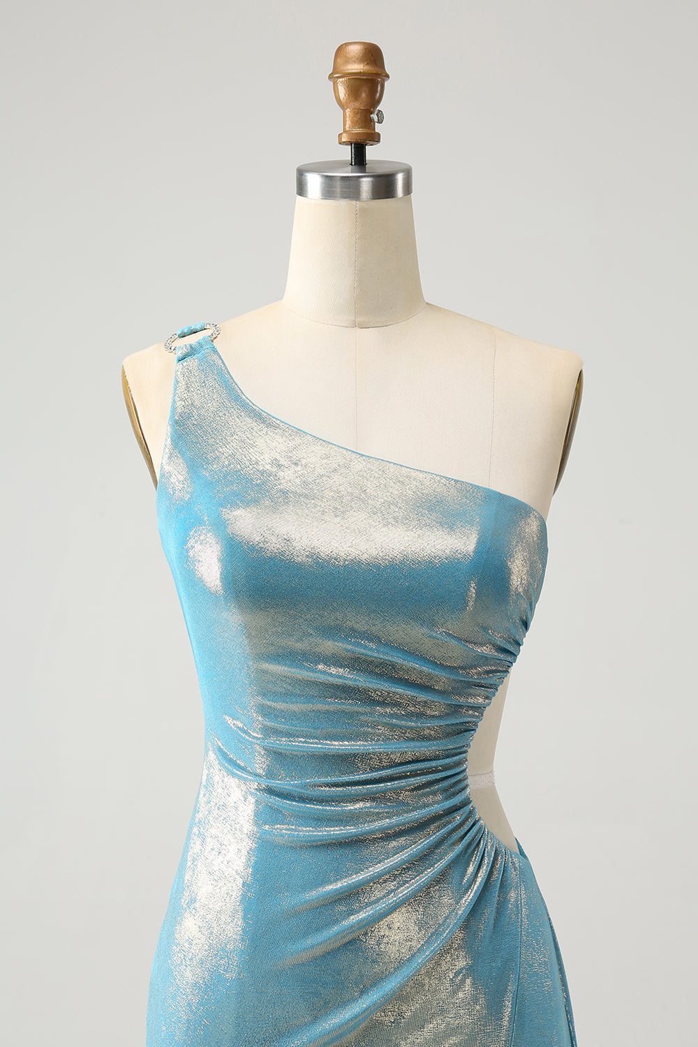 Sparkly Bodycon One Shoulder Hollow Out Pleated Short Homecoming Dress Sexy
