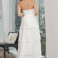 White A-Line Sweetheart Tiered Floor Length Chiffon Prom Dress Off Shoulder Party Dresses