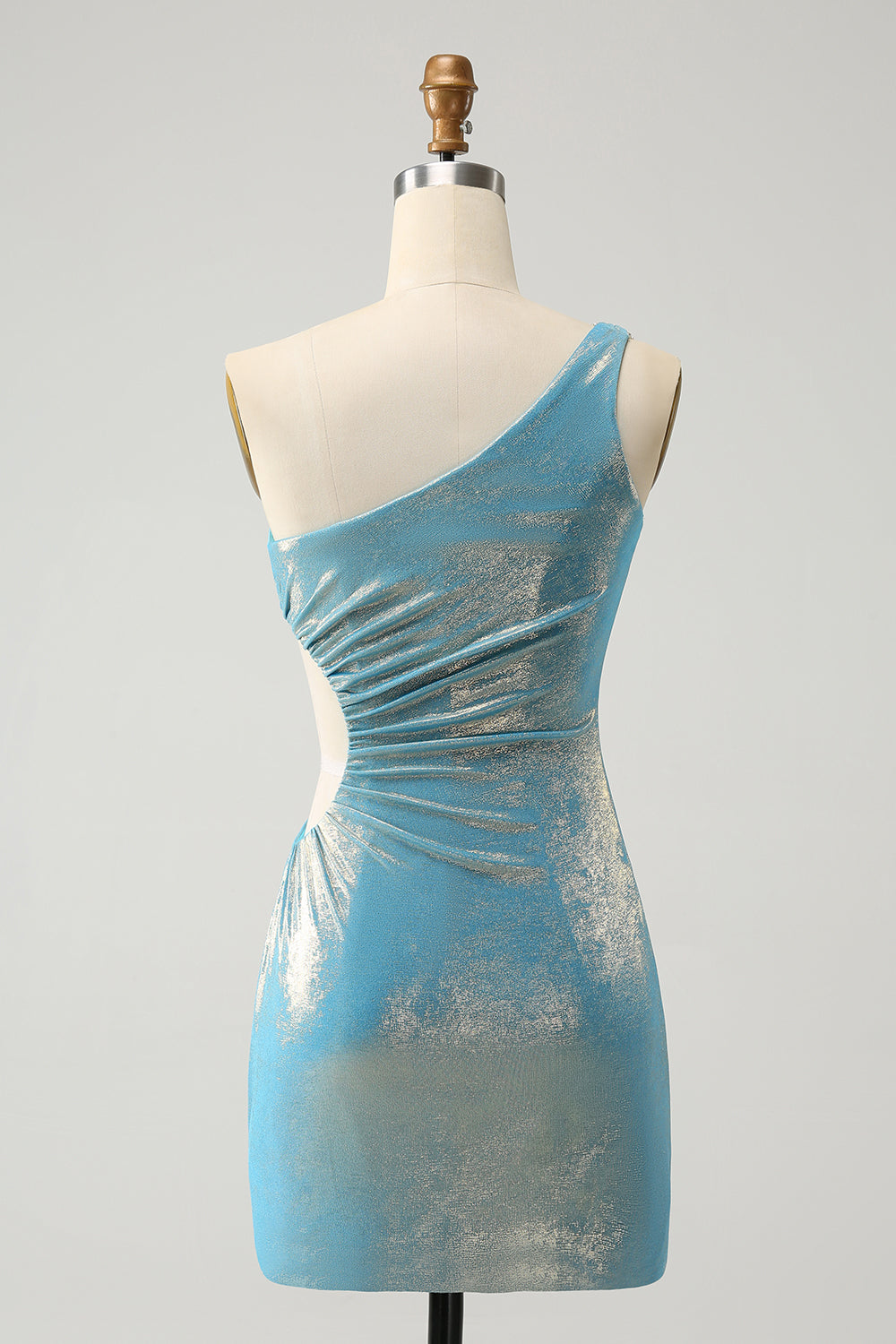 Sparkly Bodycon One Shoulder Hollow Out Pleated Short Homecoming Dress Sexy