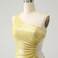 Sparkly Bodycon One Shoulder Hollow Out Pleated Short Homecoming Dress Sexy