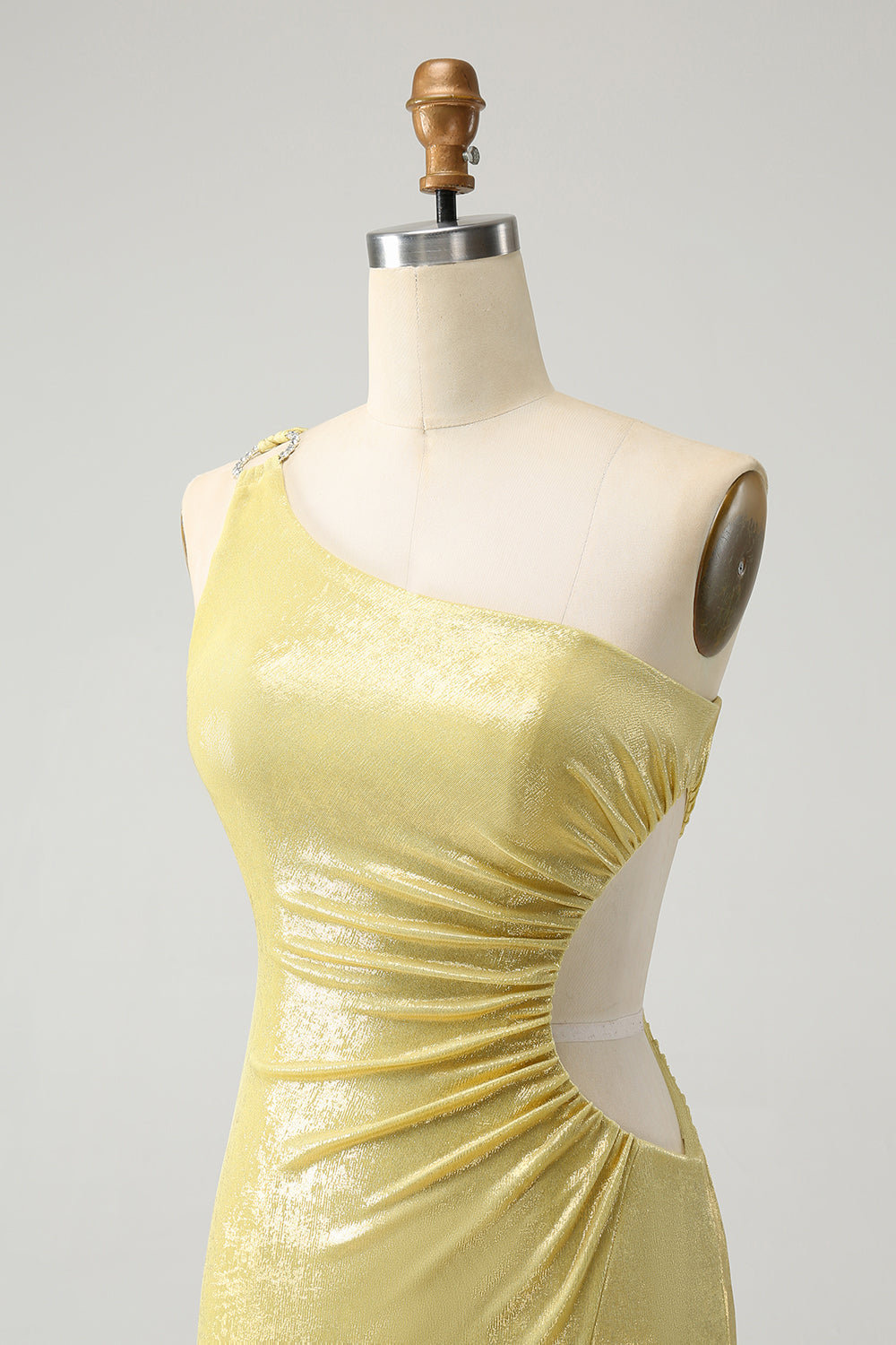 Sparkly Bodycon One Shoulder Hollow Out Pleated Short Homecoming Dress Sexy
