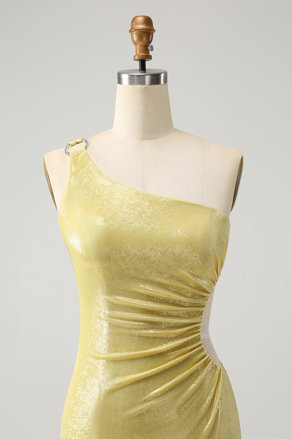 Sparkly Bodycon One Shoulder Hollow Out Pleated Short Homecoming Dress Sexy