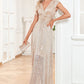 Sparkly A-Line Mother of the Bride Dress With Sleeveless V-neck Floor Length Sexy Evening Dresses