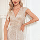 Sparkly A-Line Mother of the Bride Dress With Sleeveless V-neck Floor Length Sexy Evening Dresses