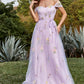 Lavender A Line Off The Shoulder Tulle Formal Dress With Embroidery Prom Dress With Flowers