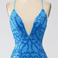 Mermaid Spaghetti Straps Deep V Neck Sequins Long Prom Dress Sexy Evening Dresses