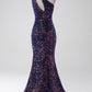Black Mermaid One Shoulder Sequins Long Prom Dress with High Slit Sparkly Evening Dresses