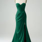 Mermaid Spaghetti Straps Pleated Corset Long Prom Dress With High Slit Sexy Evening Dresses