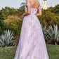 Lavender A Line Off The Shoulder Tulle Formal Dress With Embroidery Prom Dress With Flowers