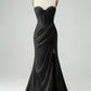 Mermaid Spaghetti Straps Pleated Corset Long Prom Dress With High Slit Sexy Evening Dresses