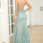 Mermaid Spaghetti Straps Long Prom Dress with Criss Cross Back Sexy Evening Dresses