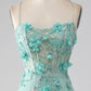 Mermaid Spaghetti Straps Long Prom Dress with Appliques Floor Length With Flowers