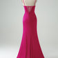 Mermaid Spaghetti Straps Pleated Corset Long Prom Dress With High Slit Sexy Evening Dresses