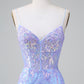 Sparkly Bodycon Spaghetti Straps Corset Short Homecoming Dress with Sequins Beautiful