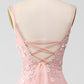 Blush Mermiad Spaghetti Straps Long Prom Dress with Appliques Light Blue With Flowers