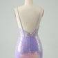 Glitter Tight Spaghetti Straps Corset Short Homecoming Dress with Sequins Sparkly