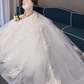 Ball Gown Wedding Dresses Off Shoulder Chapel Train Organza Cap Sleeve Formal Elegant with Crystals