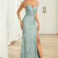 Mermaid Spaghetti Straps Long Prom Dress with Criss Cross Back Sexy Evening Dresses