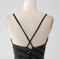 Sparkly Black Mermaid Spaghetti Straps Beaded Prom Dress with Slit Sexy