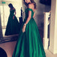 Ball Gown Elegant Prom Formal Evening Dress Off Shoulder Backless Short Sleeve Floor Length Satin with Pleats