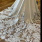 White Lace Scoop Neck Backless Mermaid Long Wedding Gown Beautiful