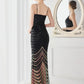 Mermaid / Trumpet Evening Gown Elegant Dress Wedding Guest Floor Length Sleeveless Spaghetti Strap Sequined V Back