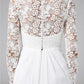 Beach Royal Style Boho Wedding Dresses Sheath / Column Illusion Neck Long Sleeve Sweep / Brush Train Chiffon Bridal Gowns With Lace