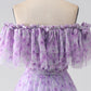 A-Line Off the Shoulder Floral Long Prom Dress With Ruffles Beautiful